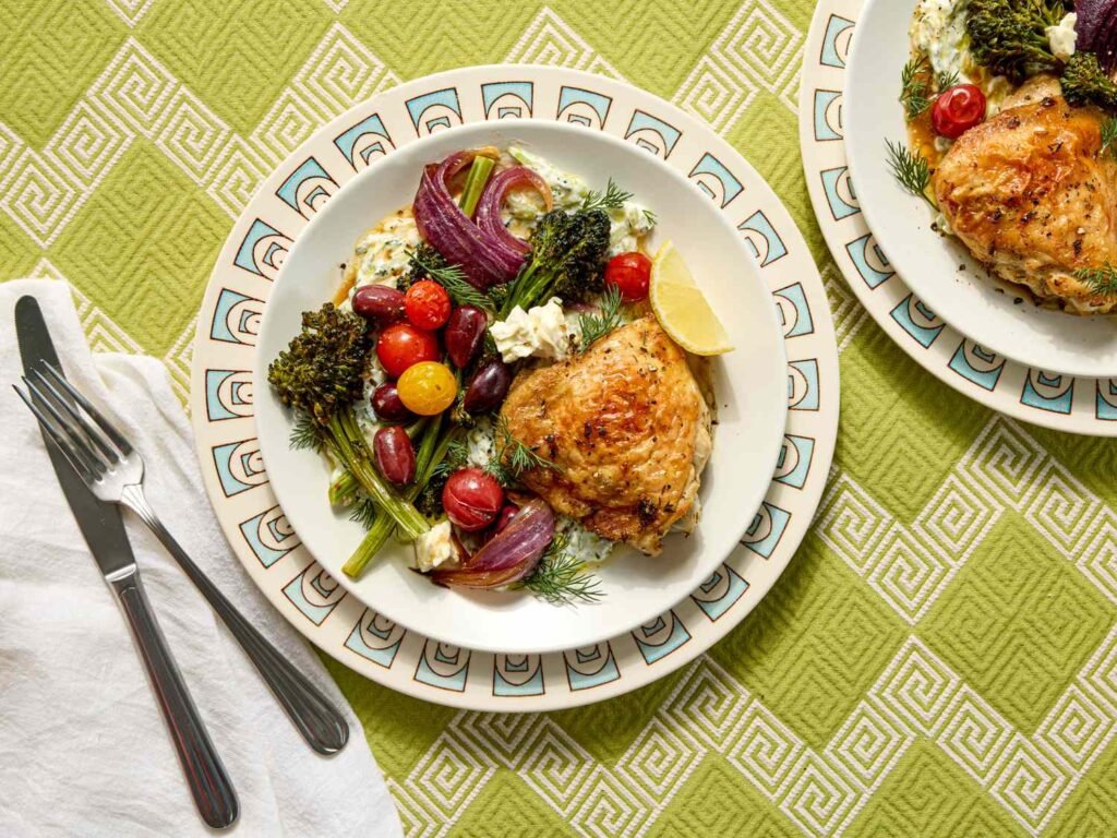 Need a Mediterranean Vacation? This Sheet-Pan Greek Chicken Dinner Is the Next Best Thing Need a Mediterranean Vacation? This Sheet-Pan Greek Chicken Dinner Is the Next Best Thing