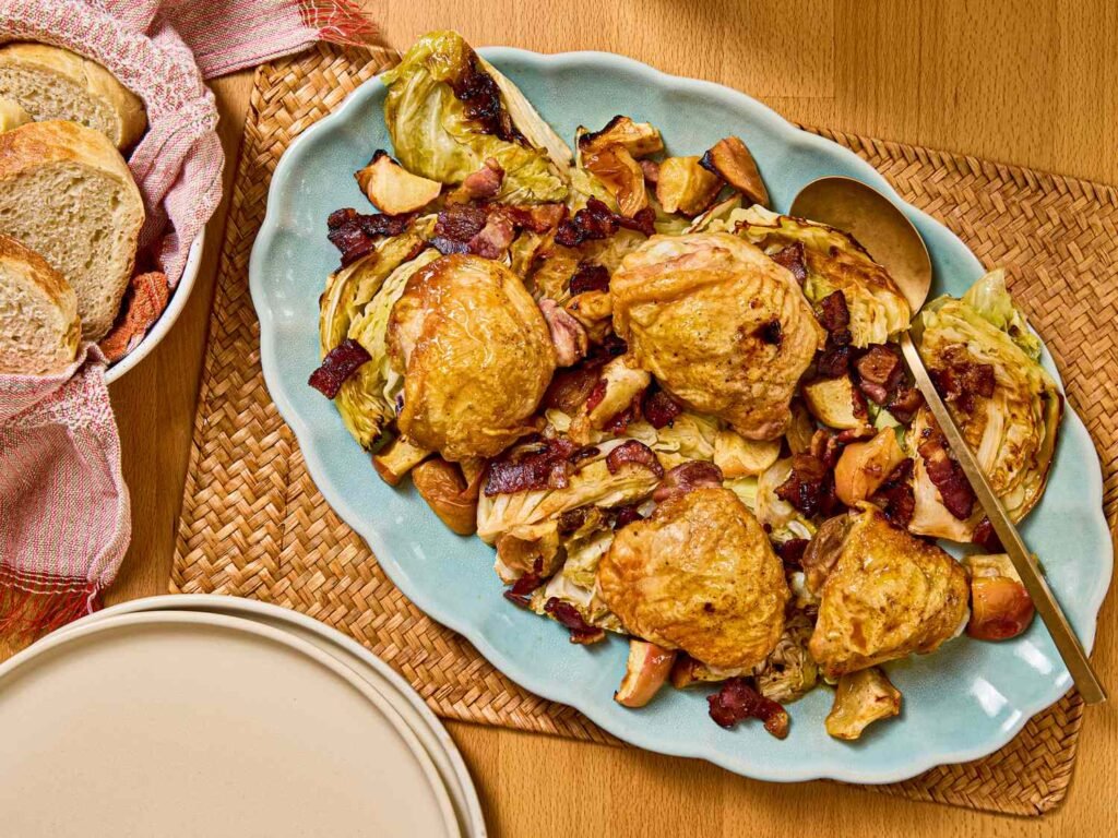 Juicy Chicken, Smoky Bacon, and Sweet Apples Make the Ultimate Fall Sheet-Pan Dinner