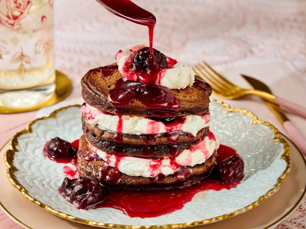 These Black Forest Cake Pancakes Are the Chocolatey Brunch You'll Want Every Weekend