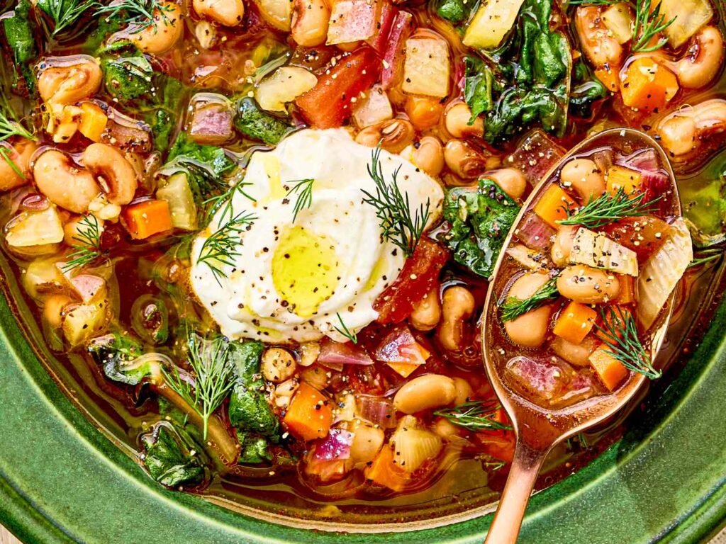 Easy One-Pot Black-Eyed Pea Stew with Swiss Chard and Dill