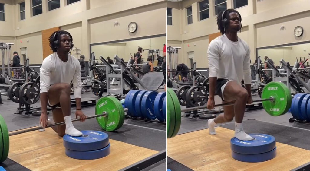 Nana Boateng Blasts Legs With the Barbell-Between-Legs Split Squat