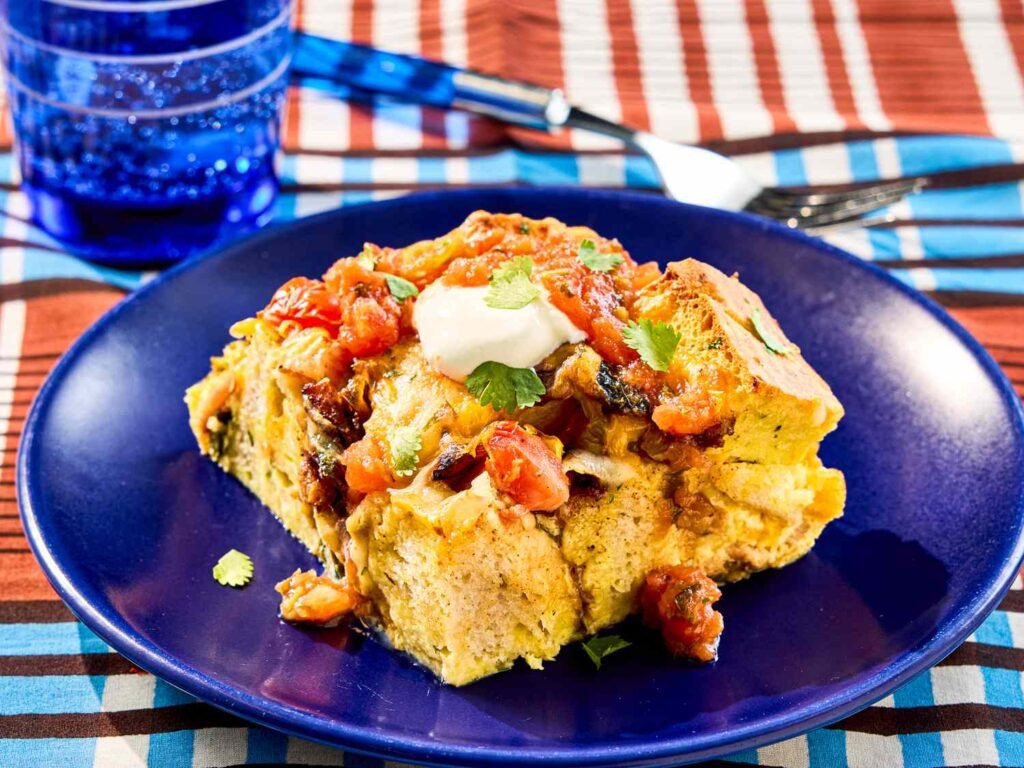 Southwest-Style Cheesy Breakfast Strata Southwest-Style Cheesy Breakfast Strata